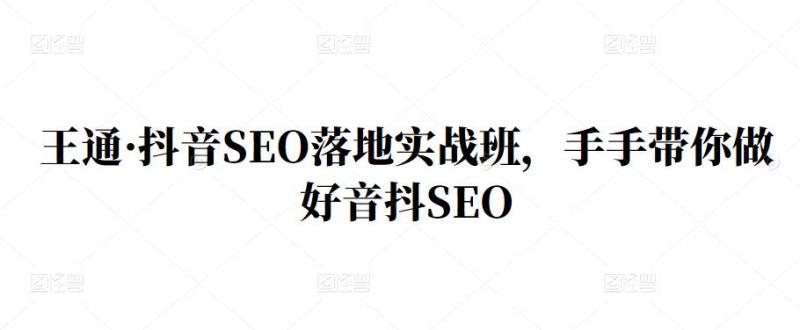 王通·抖音SEO落地实战班，手‬手带你做好音抖‬‬SEO-副业库