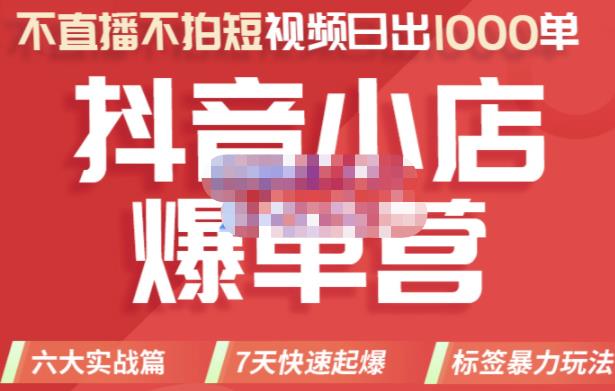 推易电商·2022年抖音小店爆单营，不直播、不拍短视频、日出1000单，暴力玩法-副业库