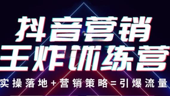 抖音营销王炸训练营，实操落地+营销策略=引爆流量（价值8960元）-副业库