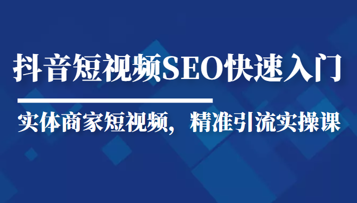 抖音短视频Seo搜索排名优化新手快速入门教程，实体商家短视频，精准引流实操课-副业库