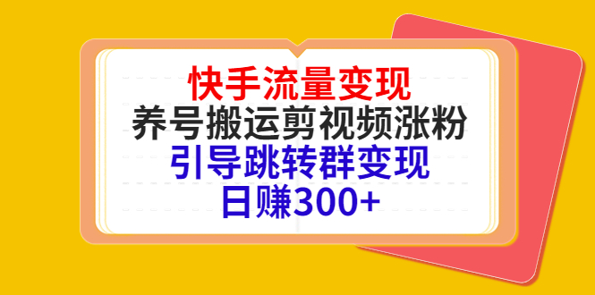 快手流量变现，养号搬运剪视频涨粉，引导跳转群变现日赚300+-副业库