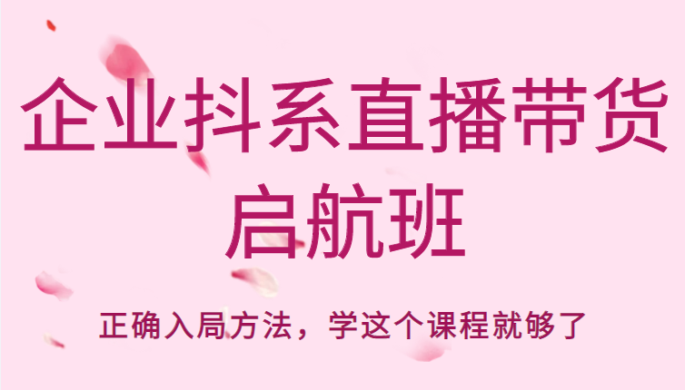 企业抖系直播带货启航班，正确入局方法，学这个课程就够了-副业库