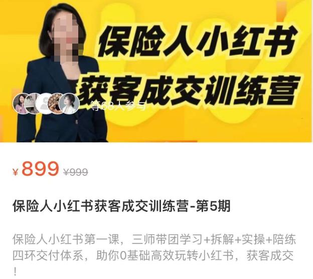 保险人小红书获客成交训练营，0基础高效玩转小红书，可复制的获客成交之路-副业库
