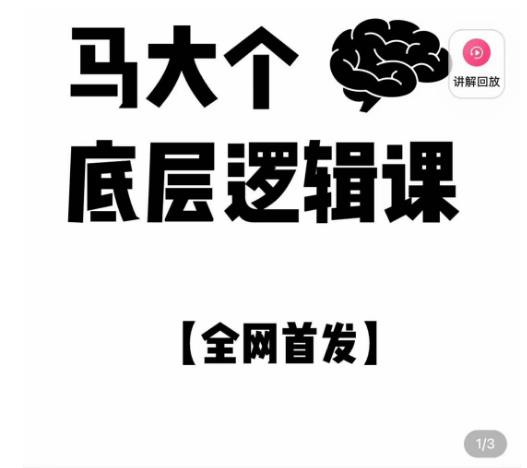 马大个·底层逻辑课，51节底层逻辑智慧课-价值1980元-副业库