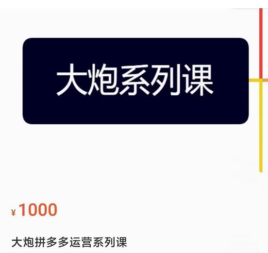 大炮拼多多运营系列课，各类​玩法合集，拼多多运营玩法实操-副业库