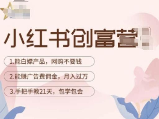 小红书创富营-教小红书带货，陪跑21天，教你赚广告费佣金，月入过万-副业库