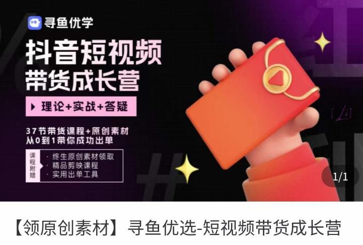 短视频带货成长营，​抖音短视频出单攻略，吃透账号运营的奥秘，轻松带货-副业库