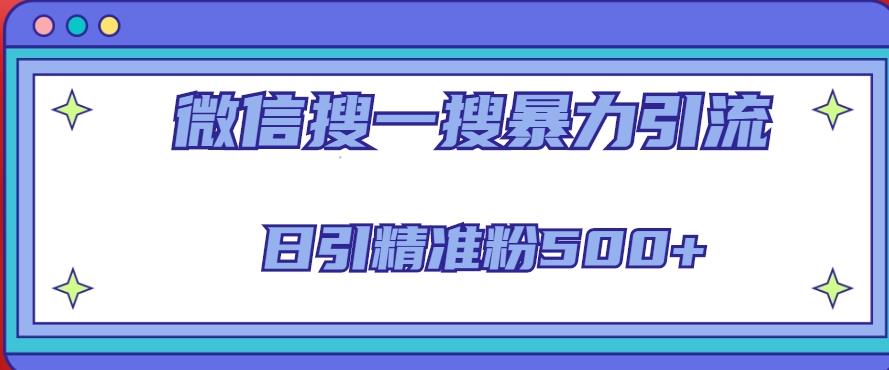 微信搜一搜引流全系列课程，日引精准粉500+（8节课）-副业库