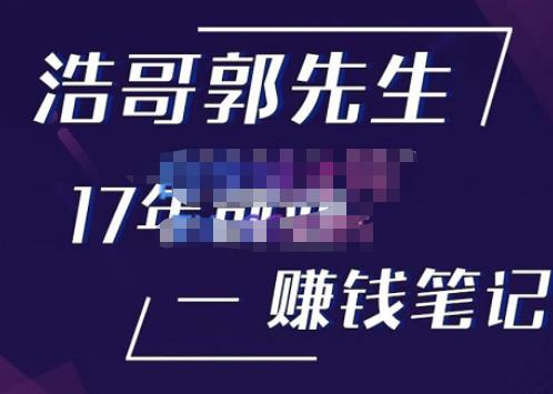 浩哥郭先生17年创业赚米笔记，打开你对很多东西的认知，让你知道原来赚钱或创业不单单是发力就行-副业库