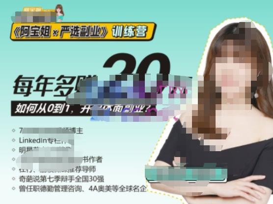 《阿宝姐×严选副业》训练营【Plus版】12期，帮助你找准适合自己的副业，开启斜杠人生-副业库