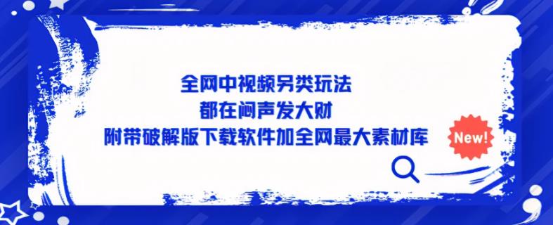 全网中视频另类玩法，都在闷声发大财，附带破解版下载软件加全网最大素材库-副业库