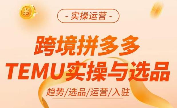 跨境拼多多TEMU实操与选品，​掌握平台运营方法技巧，选品避坑12条标准，爆款的底层思路等-副业库