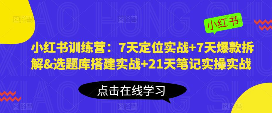 小红书训练营：7天定位实战+7天爆款拆解&选题库搭建实战+21天笔记实操实战-副业库