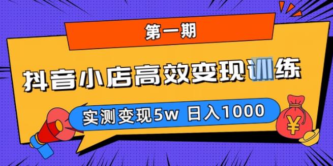抖音小店高效变现训练营（第一期）,实测变现5w，日入1000【揭秘】-副业库