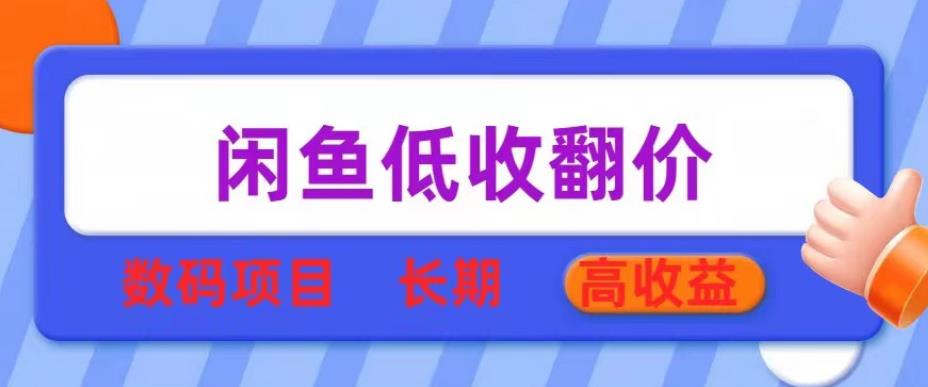 闲鱼低收翻价数码暴利项目，长期高收益【揭秘】-副业库