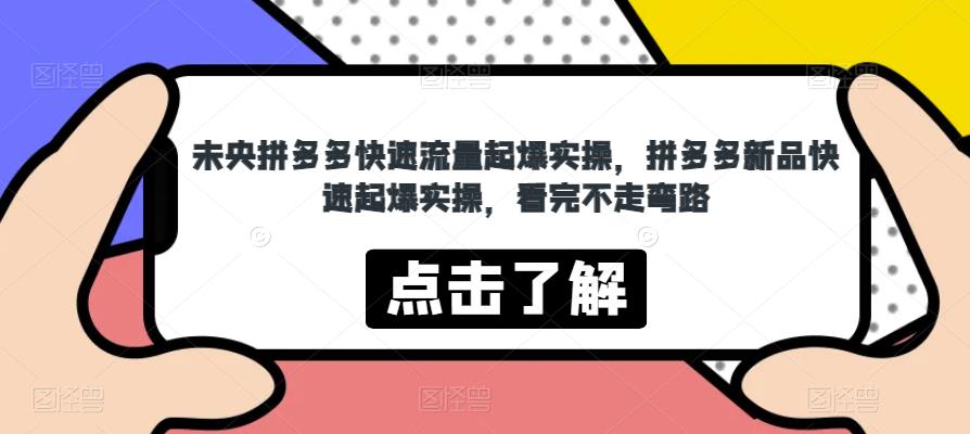 未央拼多多快速流量起爆实操，拼多多新品快速起爆实操，看完不走弯路-副业库