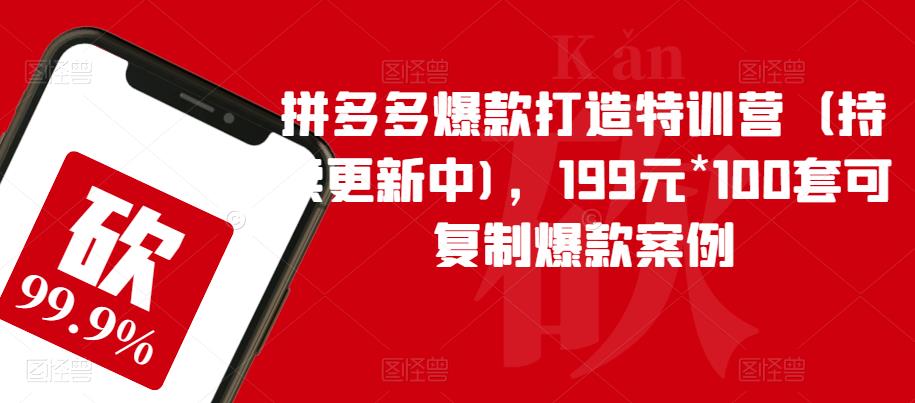 拼多多爆款打造特训营（持续更新中)，199元*100套可复制爆款案例-副业库