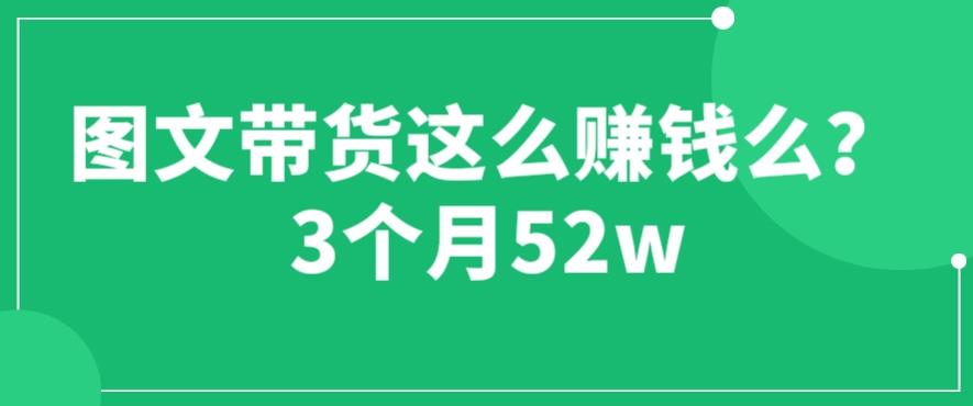 图文带货这么赚钱么? 3个月52W 图文带货运营加强课【揭秘】-副业库