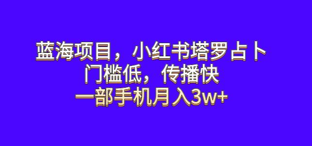 蓝海项目，小红书塔罗占卜，门槛低，传播快，一部手机月入3w+【揭秘】-副业库