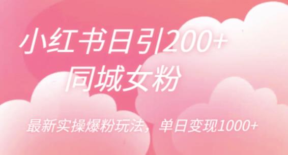 小红书日引200+同城女粉，最新实操爆粉玩法，单日变现1000+【揭秘】-副业库