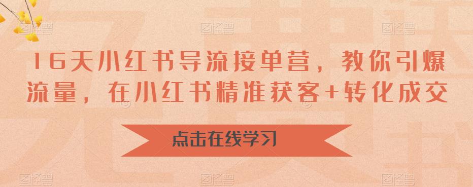 16天小红书导流接单营，教你引爆流量，在小红书精准获客+转化成交-副业库