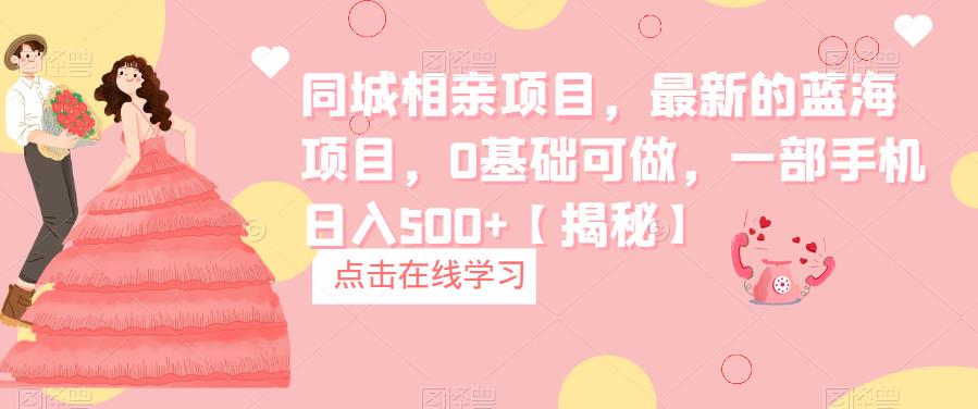 同城相亲项目，最新的蓝海项目，0基础可做，一部手机日入500+【揭秘】-副业库
