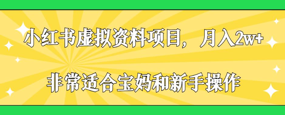 小红书虚拟资料项目，月入2w+，非常适合宝妈和新手操作【揭秘】-副业库