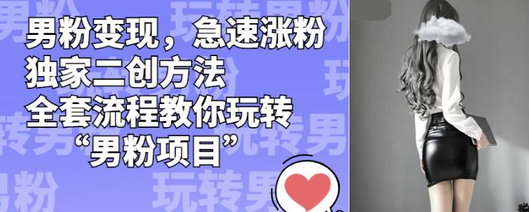 男粉变现，急速涨粉独家二创方法，全套流程教你玩转“男粉项目”【揭秘】-副业库