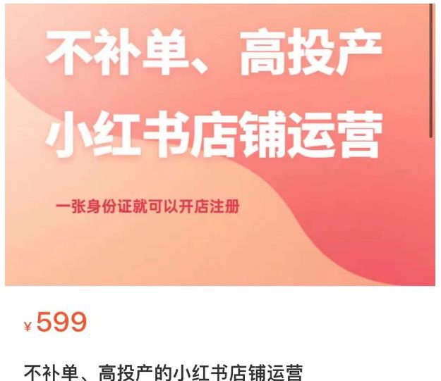 不补单、高投产的小红书店铺运营，一张身份证就可以开店注册-副业库