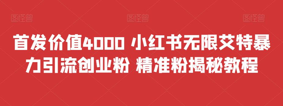 首发价值4000 小红书无限艾特暴力引流创业粉 精准粉揭秘教程-副业库