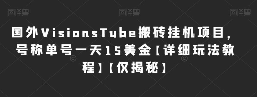 国外VisionsTube搬砖挂机项目，号称单号一天15美金【详细玩法教程】【仅揭秘】-副业库
