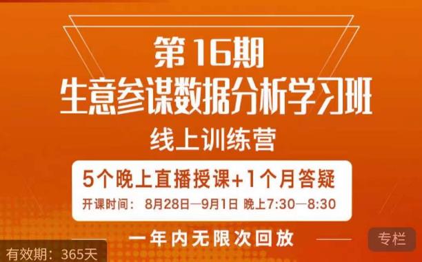 宁静·生意参谋数据分析学习班，解决商家4大痛点，学会分析数据，打造爆款！-副业库