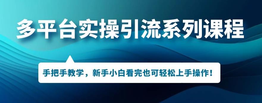 多平台引流实操系列课程，新手小白看完也可轻松上手进行引流操作-副业库