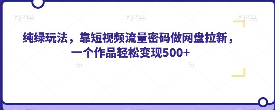 纯绿玩法，靠短视频流量密码做网盘拉新，一个作品轻松变现500+【揭秘】-副业库