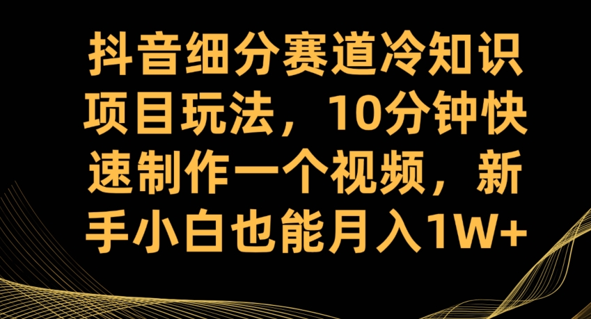 抖音细分赛道冷知识项目玩法，10分钟快速制作一个视频，新手小白也能月入1W+【揭秘】-副业库