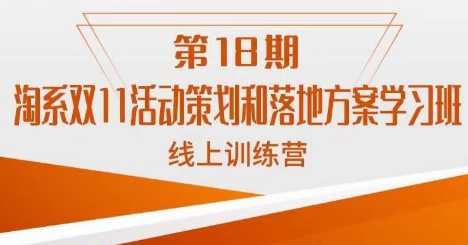 南掌柜·淘系双11活动策划和落地方案线上课18期-副业库