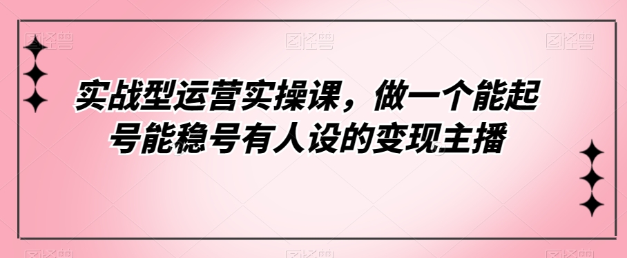 实战型运营实操课，做一个能起号能稳号有人设的变现主播-副业库