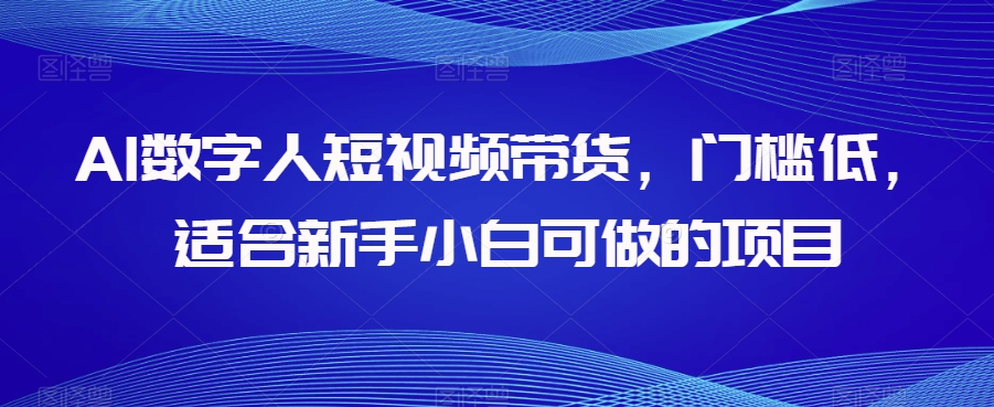 AI数字人短视频带货，门槛低，适合新手小白可做的项目-副业库