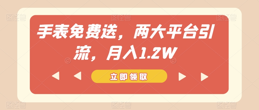 手表免费送，两大平台引流，月入1.2W【揭秘】-副业库