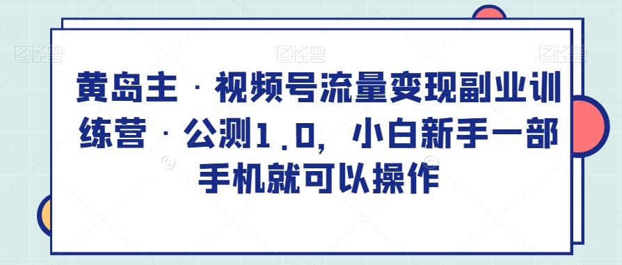 黄岛主·视频号流量变现副业训练营·公测1.0，小白新手一部手机就可以操作-副业库