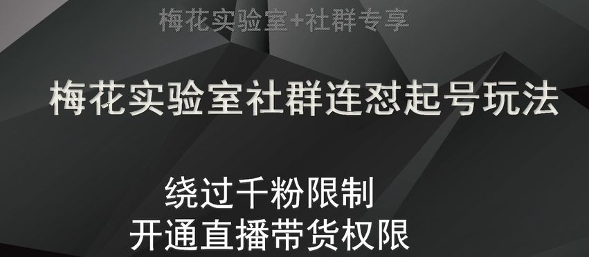 梅花实验室社群连怼起号玩法，视频号绕过千粉限制，开通直播带货权限【揭秘】-副业库