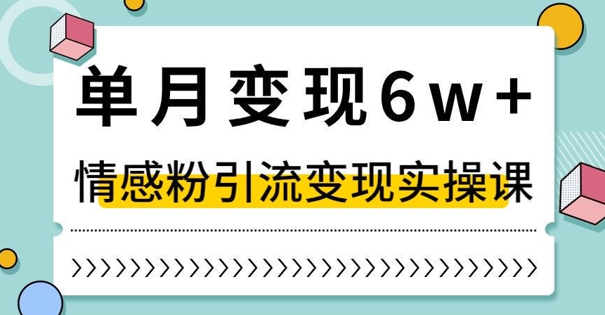 单月变现6W+，抖音情感粉引流变现实操课，小白可做，轻松上手，独家赛道【揭秘】-副业库