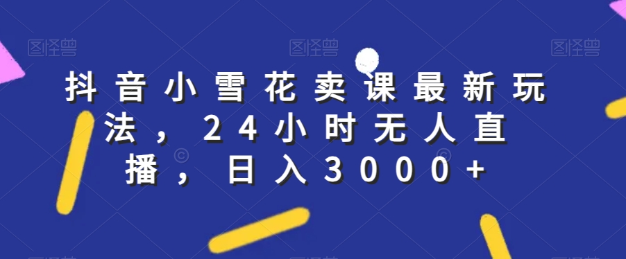 抖音小雪花卖课最新玩法，24小时无人直播，日入3000+【揭秘】-副业库