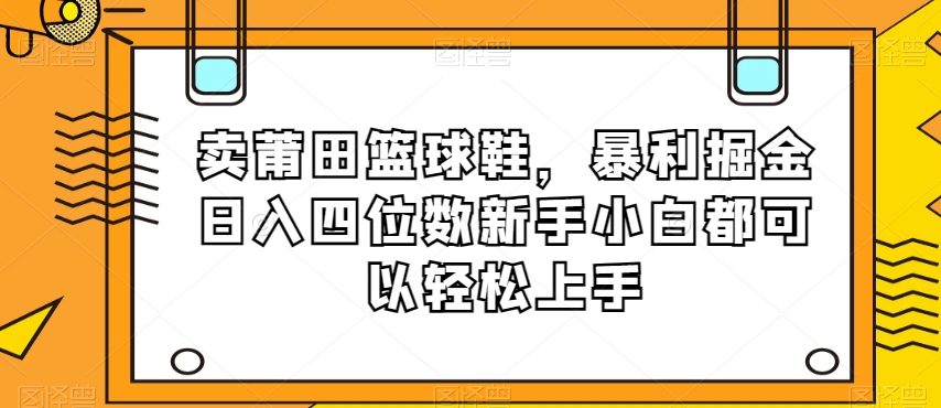 卖莆田篮球鞋，暴利掘金日入四位数新手小白都可以轻松上手【揭秘】-副业库