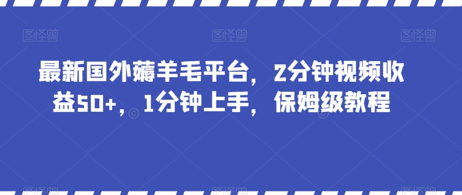 最新国外薅羊毛平台，2分钟视频收益50+，1分钟上手，保姆级教程【揭秘】-副业库