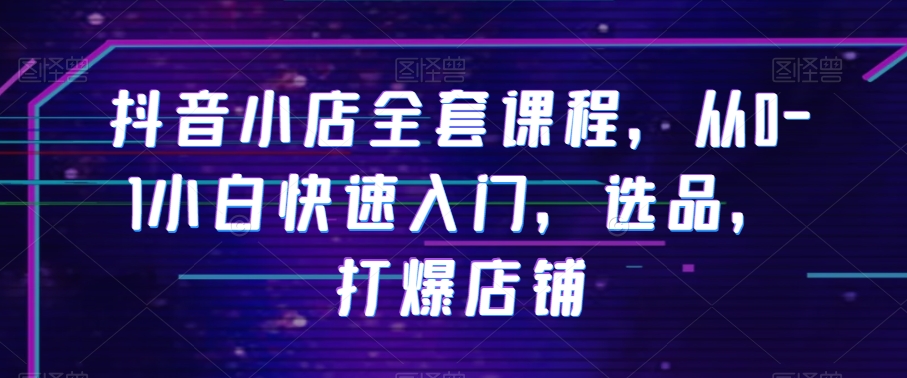 抖音小店全套课程，从0-1小白快速入门，选品，打爆店铺-副业库