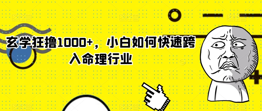 玄学狂撸1000+，小白如何快速跨入命理行业【揭秘】-副业库