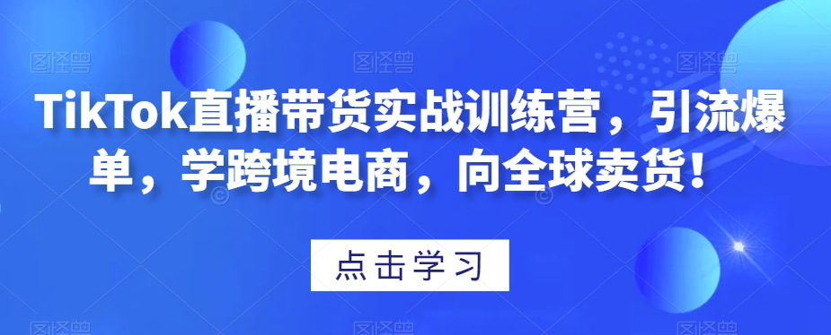 TikTok直播带货实战训练营，引流爆单，学跨境电商，向全球卖货！-副业库