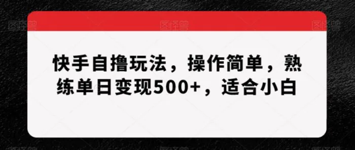 快手自撸玩法，操作简单，熟练单日变现500+，适合小白【揭秘】-副业库
