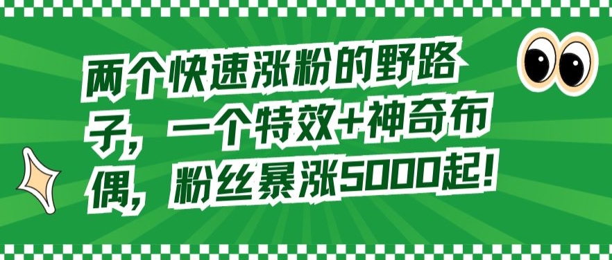 两个快速涨粉的野路子，一个特效+神奇布偶，粉丝暴涨5000起-副业库